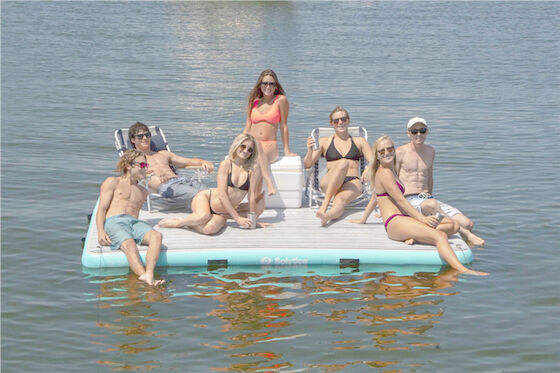 3- ชั้น PVC Inflatable Air Platform Floating Dock แพลตฟอร์มว่ายน้ำทำให้พอง
