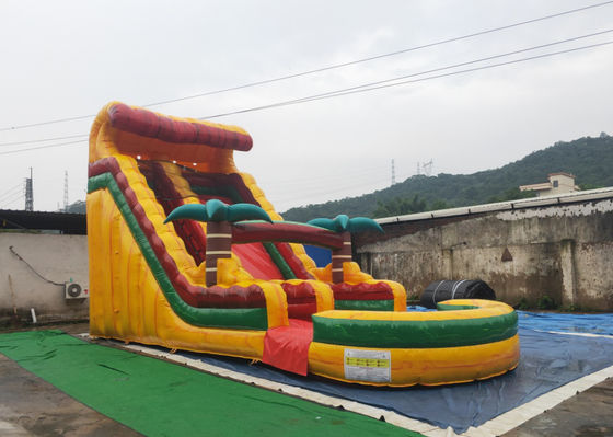 Fun Pvc Tarpaulin Home Wet Yard สไลด์น้ำทำให้พองสีเหลือง