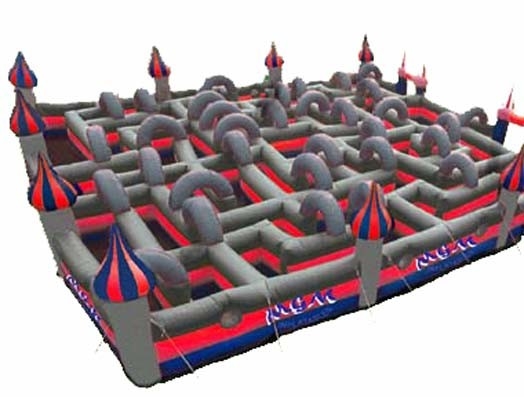 Waterproof Inflatable Bounce House เขาวงกตอุปกรณ์สนามเด็กเล่นกลางแจ้ง