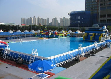สนามหลังบ้านที่ทนทาน 10 x 30 Aboved พื้นสระว่ายน้ำกรอบโลหะ,