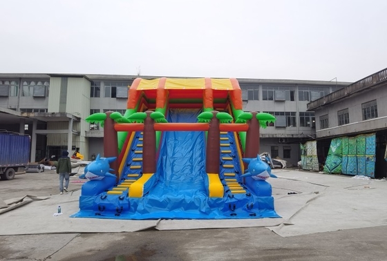0.55mm PVC Commercial Inflatable ต้นปาล์มน้ำสไลด์ EN14960 Standard