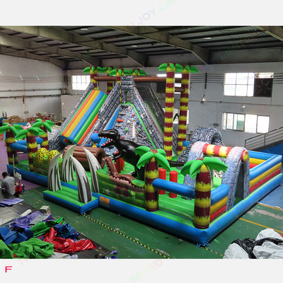 EN71 เมืองสนุกพอง 12x8m ไดโนเสาร์จูราสสิกธีม Bouncy Castle