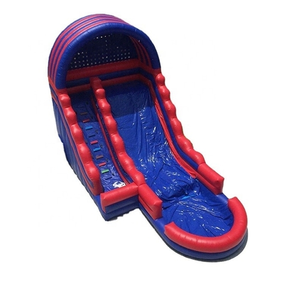 OEM Plato สระว่ายน้ำทำให้พองน้ำสไลด์สีแดงและสีน้ำเงินระเบิด Waterslides