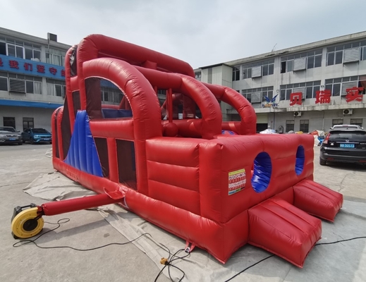 0.55 มม. PVC Inflatable Obstacle Course Kids Run Bouncer Silde 10mL * 5mW * 4mH