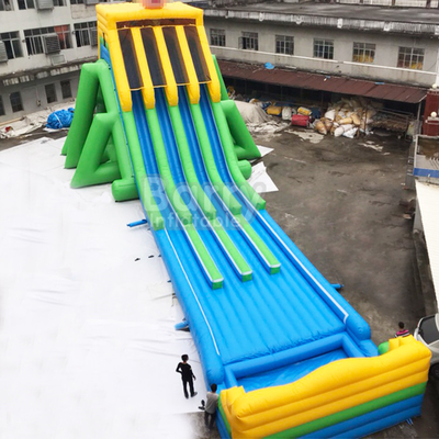 ขนาดที่กำหนดเอง 0.55 มม. Plato Inflatable Four Lane Water Slide