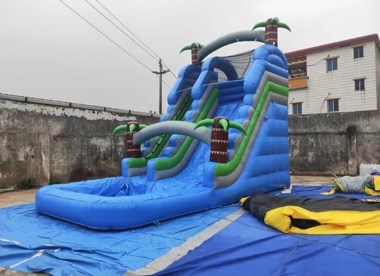 0.55 มม. PVC Inflatable Bouncer ดึงเกมบันไดเลื่อน 8x4x6m