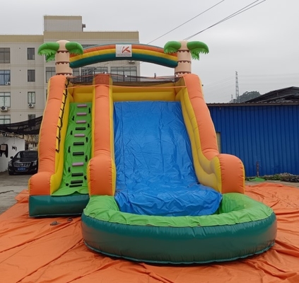 0.55mm PVC Commercial Inflatable Water Slide ต้นปาล์ม